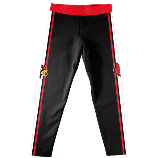 University of Louisville Cardinals Vive La Fete Girls Game Day Black with Red Stripes Leggings Tights