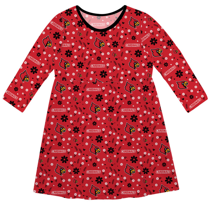 University of Louisville Cardinals Vive La Fete Girls Game Day Long Sleeve Red Dress