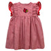 University of Louisville Cardinals Embroidered Cardinal Red Gingham Ruffle Dress