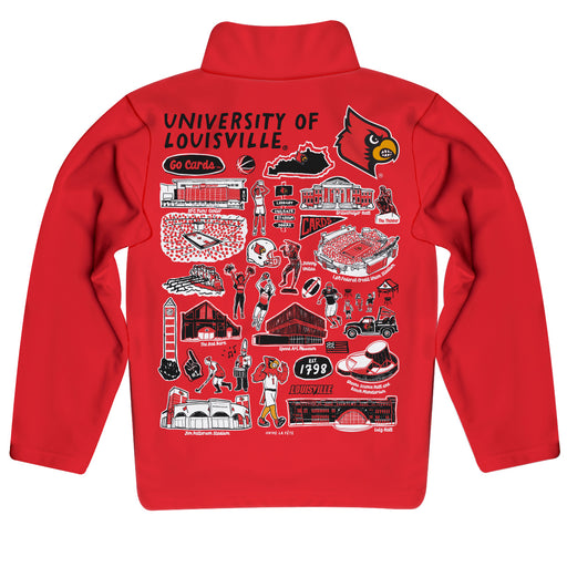 University of Louisville Cardinals Hand Sketched Vive La Fete Impressions Artwork Red Boys Quarter Zip Pullover V1 - Vive La Fête - Online Apparel Store