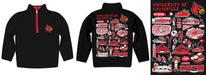 University of Louisville Cardinals Hand Sketched Vive La Fete Impressions Artwork Black Boys Quarter Zip Pullover V1 - Vive La Fête - Online Apparel Store