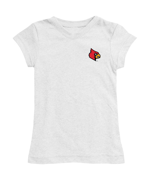 University of Louisville Cardinals Hand Sketched Vive La Fete Impressions Artwork White Girls Cotton Short Sleeve Tee