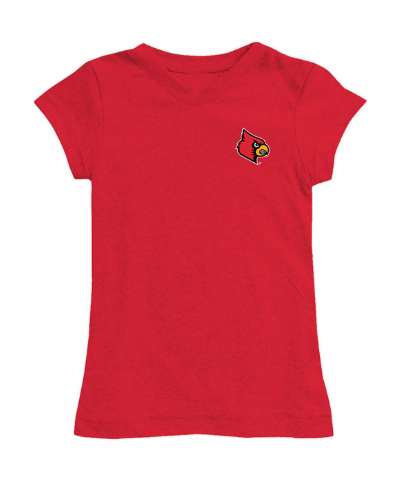 University of Louisville Cardinals Hand Sketched Vive La Fete Impressions Artwork Red Girls Cotton Short Sleeve Tee