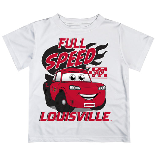 University of Louisville Cardinals Vive La Fete Toy Racing Car Boys Game Day White Short Sleeve Tee