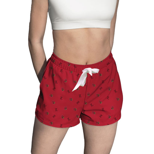 Louisville Cardinals Vive La Fete Game Day All Over Logo Women Red Lounge Shorts