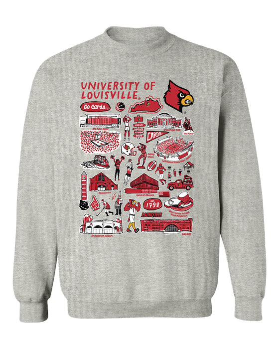 University of Louisville Cardinals Vive La Fete Impressions Red Cotton Crewneck Sweatshirt for Women - Vive La Fête - Online Apparel Store