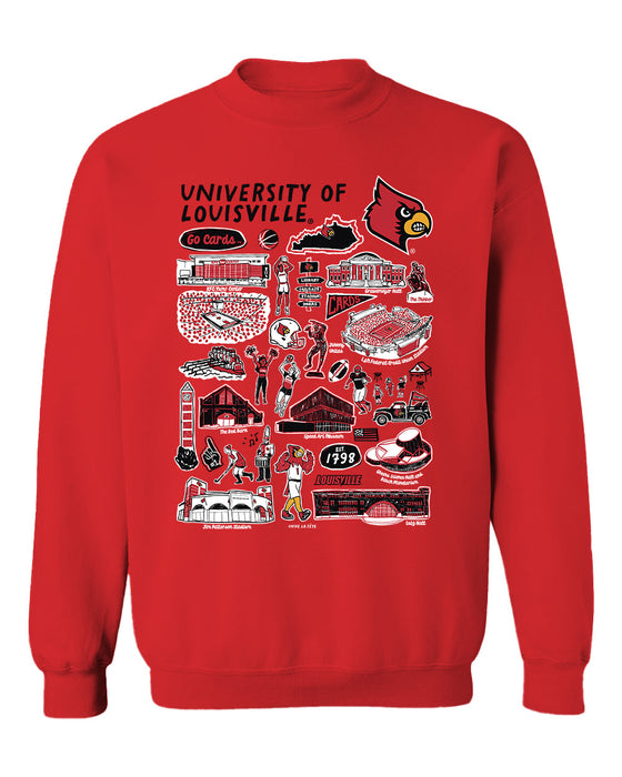 University of Louisville Cardinals Vive La Fete Impressions Red Cotton Crewneck Sweatshirt for Women - Vive La Fête - Online Apparel Store