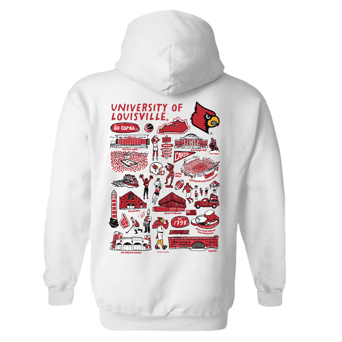 University of Louisville Cardinals Hand Sketched Artwork Cotton Fleece Women Hoodie - Vive La Fête - Online Apparel Store
