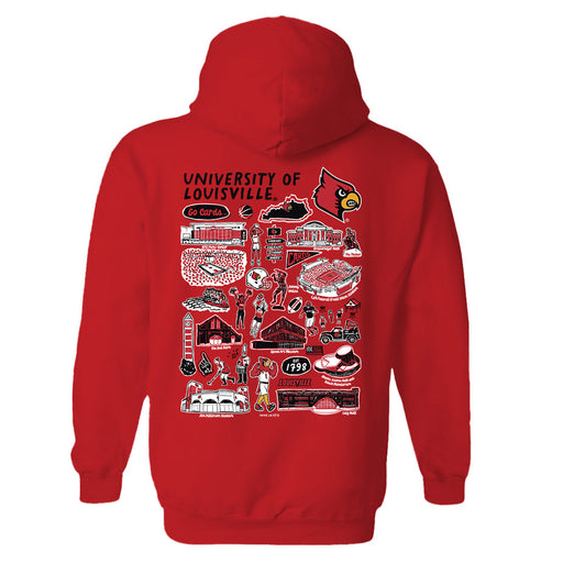 University of Louisville Cardinals Hand Sketched Artwork Cotton Fleece Women Hoodie - Vive La Fête - Online Apparel Store