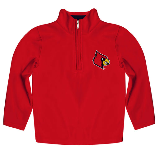 Louisville Cardinals Vive La Fete Logo and Mascot Name Womens Red Quarter Zip Pullover
