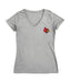 University of Louisville Cardinals Hand Sketched Vive La Fete Impressions Artwork Grey Women Cotton V-Neck Tshirt