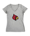 Louisville Cardinals Women's V-neck Fitted Cotton T-Shirt Grey