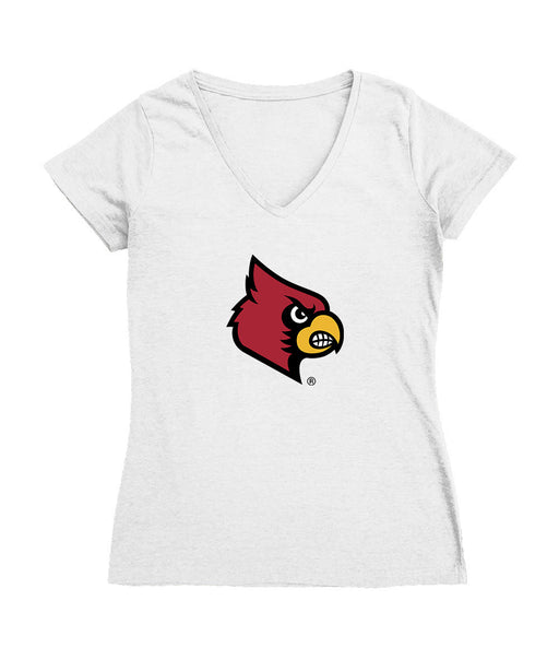 Louisville Cardinals Women's V-neck Fitted Cotton T-Shirt White