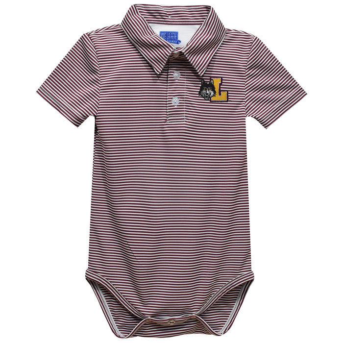 Loyola University Chicago Ramblers Embroidered Maroon Stripes Stripe Knit Polo Onesie