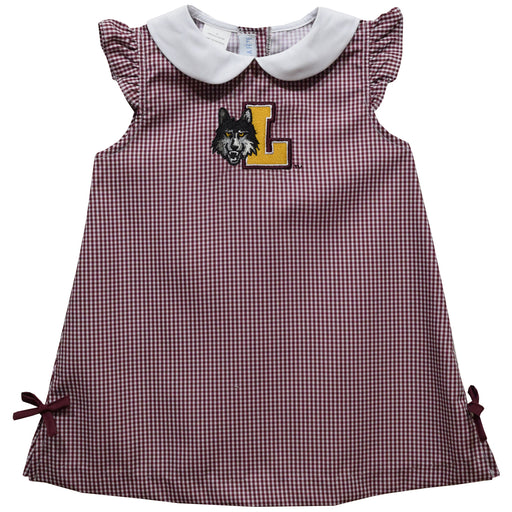 Loyola University Chicago Ramblers Embroidered Maroon Gingham A Line Dress