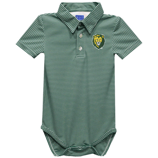 Southeastern Louisiana Lions Embroidered Hunter Green Stripe Knit Boys Polo Bodysuit
