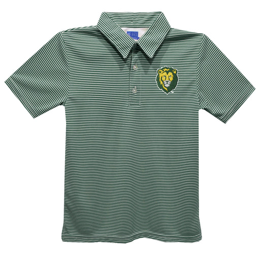 Southeastern Louisiana Lions Embroidered Hunter Green Stripes Short Sleeve Polo Box Shirt