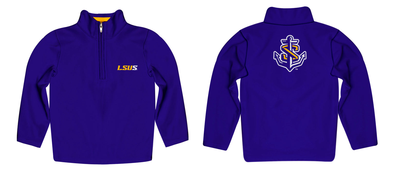 LSU Shreveport LSUS Pilots Vive La Fete Game Day Solid Purple Quarter Zip Pullover Sleeves - Vive La Fête - Online Apparel Store