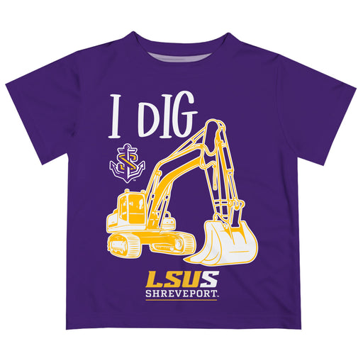 LSU Shreveport LSUS Pilots Vive La Fete Excavator Boys Game Day Purple Short Sleeve Tee