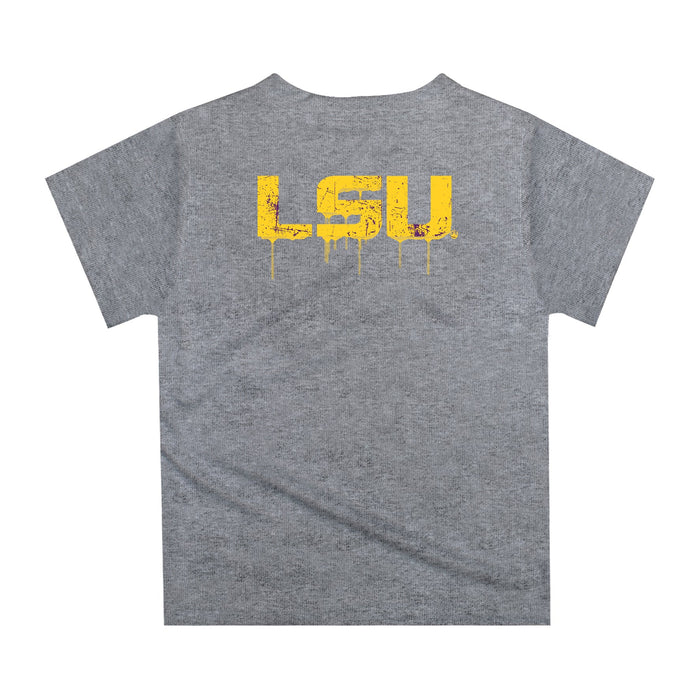 Louisiana State Tigers Original Dripping Football Helmet Heather Gray T-Shirt by Vive La Fete - Vive La Fête - Online Apparel Store