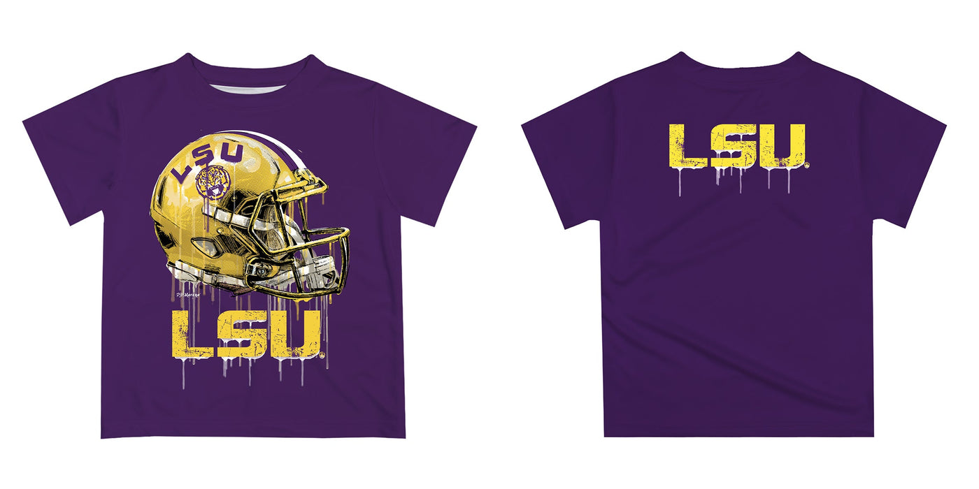 Louisiana State Tigers Original Dripping Football Helmet Purple T-Shirt by Vive La Fete - Vive La Fête - Online Apparel Store