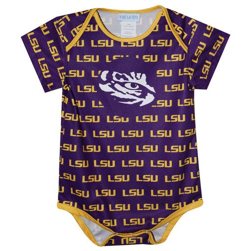 LSU Purple and Gold Boys Bodysuit Short Sleeve - Vive La Fête - Online Apparel Store