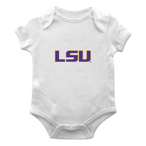 LSU Tigers Cotton Short Sleeve Bodysuit White
