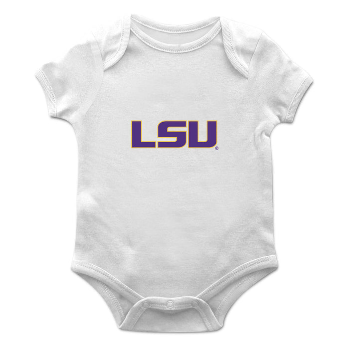 LSU Tigers Cotton Short Sleeve Bodysuit White