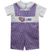 LSU Tigers Smocked Purple Gingham Jon Jon and Short Sleeve White Shirt