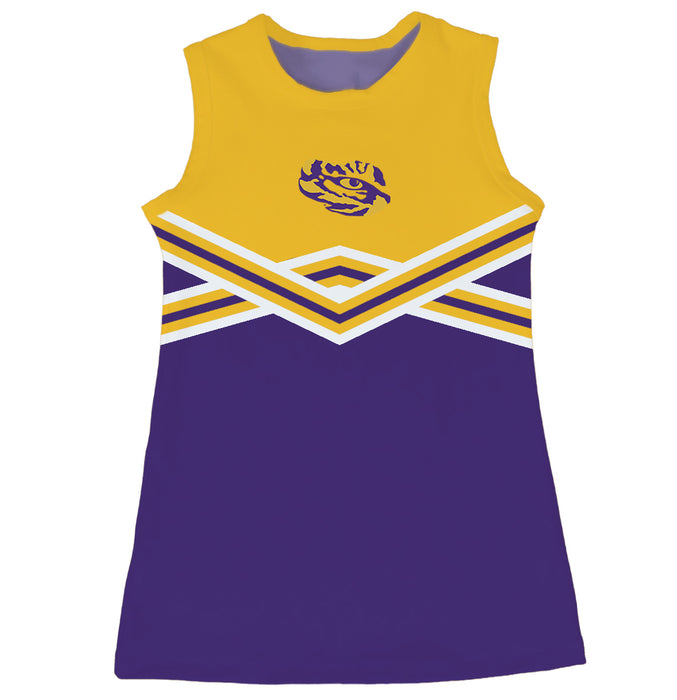 LSU Tigers Sleeveless Cheerleader A Line Dress Gold and Purple
