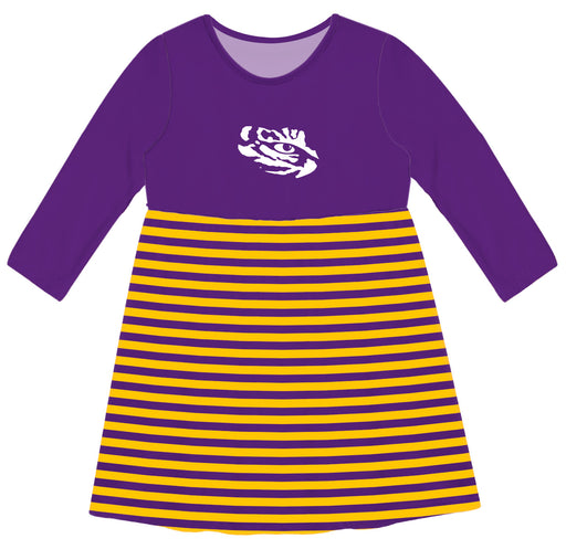 LSU Tigers Vive La Fete Girls Game Day Long Sleeve Purple Stripe on Skirt - Vive La Fête - Online Apparel Store