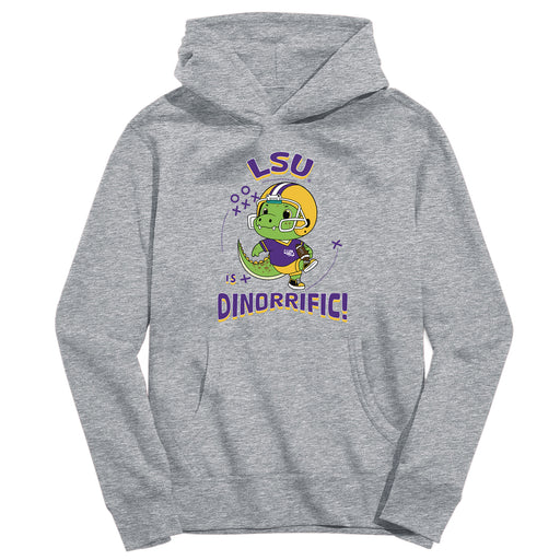 LSU Tigers Dinorrific Heather Grey Cotton Youth Hoodie