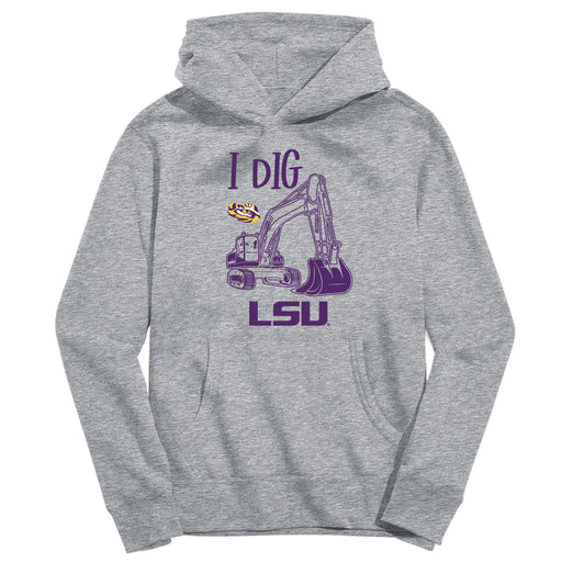 LSU Tigers Excavator Heather Grey Cotton Youth Hoodie