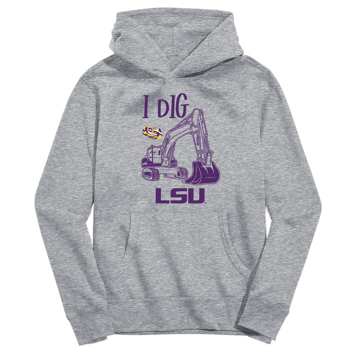 LSU Tigers Excavator Heather Grey Cotton Youth Hoodie