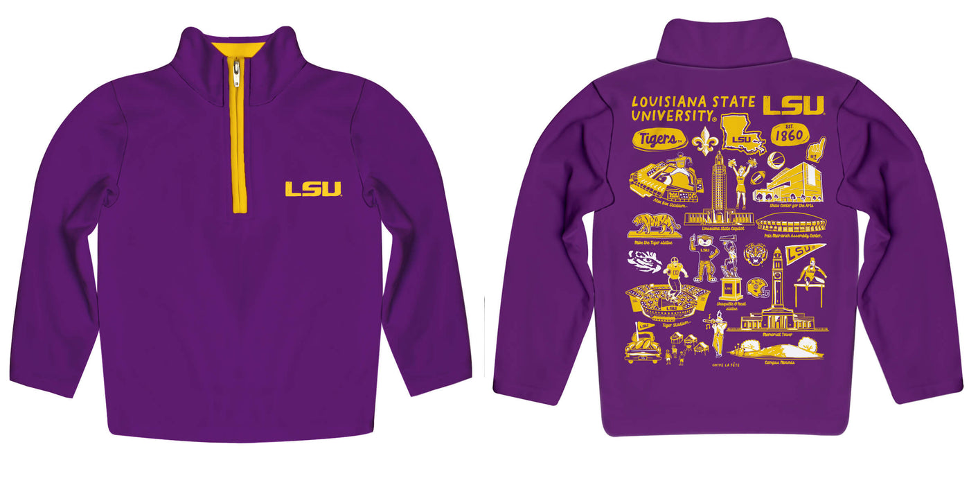 LSU Tigers Vive La Fete Impressions Artwork Purple Boys Quarter Zip Pullover V1 - Vive La Fête - Online Apparel Store