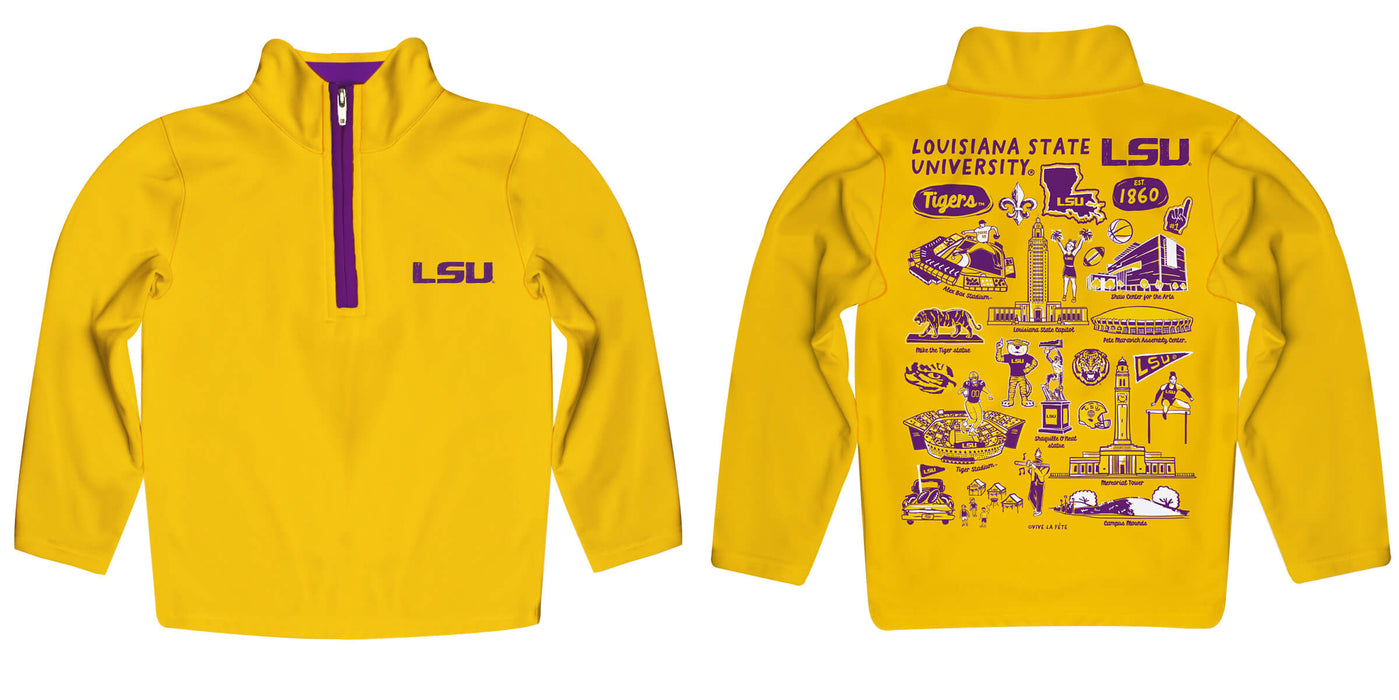 LSU Tigers Vive La Fete Impressions Artwork Gold Boys Quarter Zip Pullover V1 - Vive La Fête - Online Apparel Store