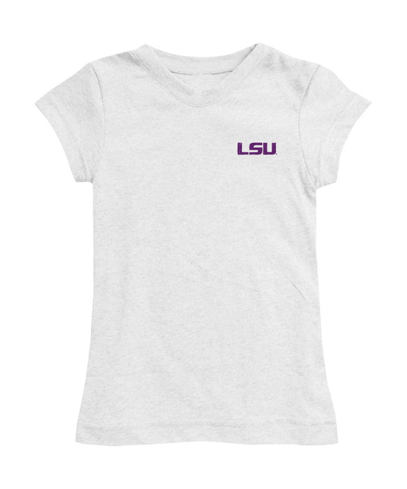 LSU Tigers Hand Sketched Vive La Fete Impressions Artwork White Girls Cotton Short Sleeve Tee