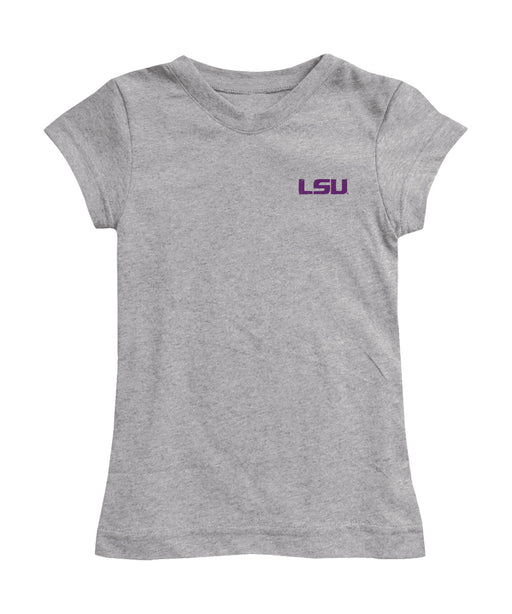LSU Tigers Hand Sketched Vive La Fete Impressions Artwork Grey Girls Cotton Short Sleeve Tee