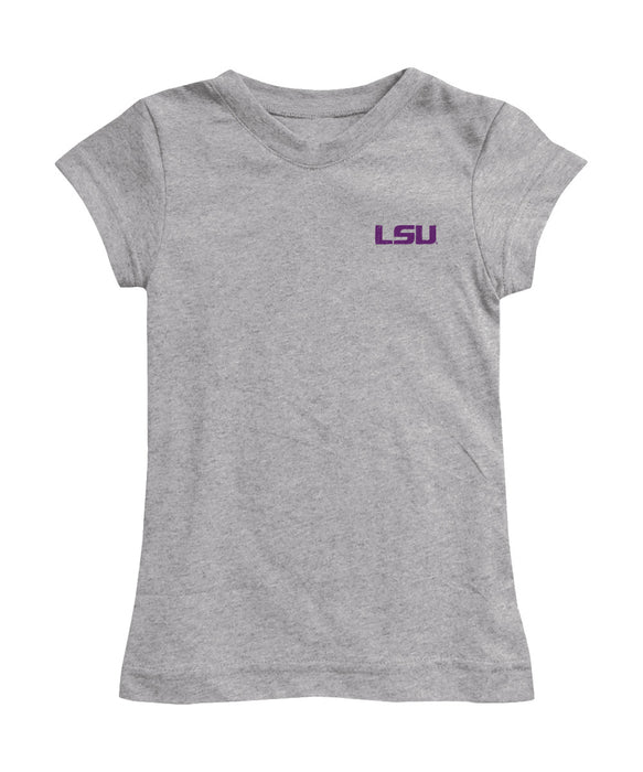 LSU Tigers Hand Sketched Vive La Fete Impressions Artwork Grey Girls Cotton Short Sleeve Tee