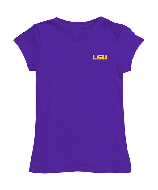 LSU Tigers Hand Sketched Vive La Fete Impressions Artwork Purple Girls Cotton Short Sleeve Tee