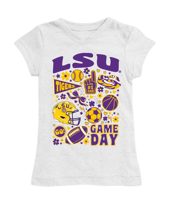 LSU Tigers Girl´s Fitted Cotton T-shirt White