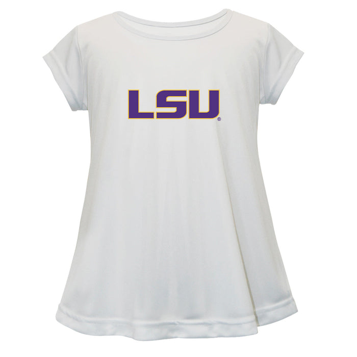 LSU Tigers Short Sleeve Youth Cotton Top White