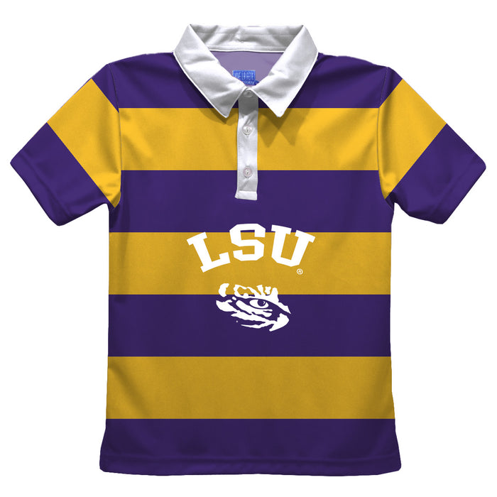 LSU Tigers Vive La Fete Basic Stripes Gold and Purple Short Sleeve Polo Shirt - Vive La Fête - Online Apparel Store
