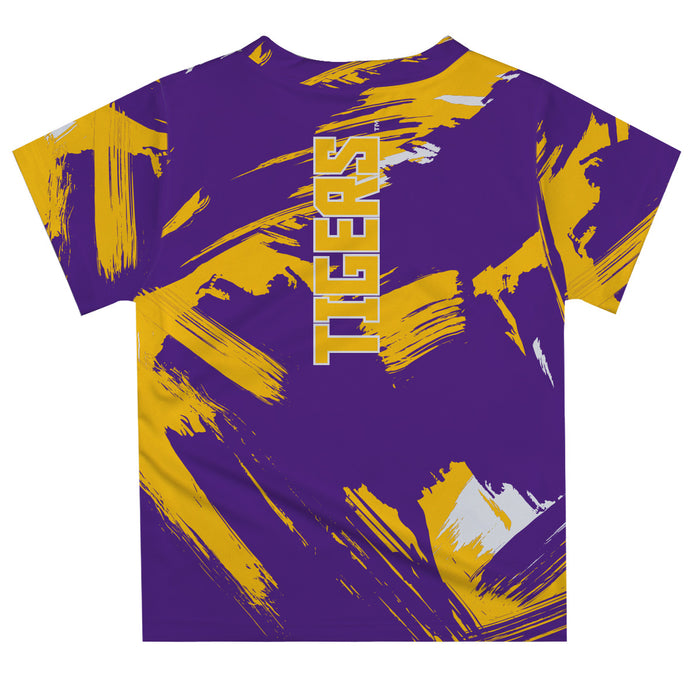 LSU Tigers Vive La Fete Boys Game Day Purple Short Sleeve Tee Paint Brush
