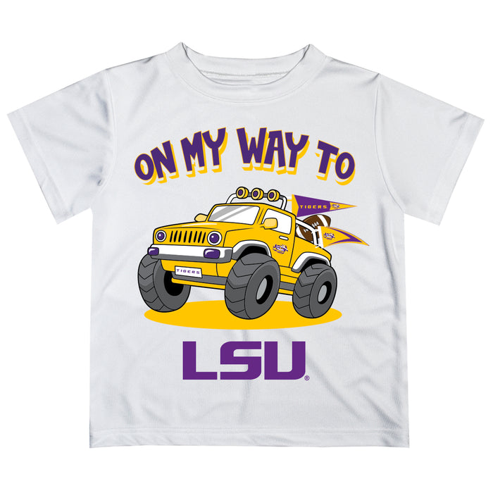 LSU Tigers Vive La Fete Monster Truck Boys Game Day White Short Sleeve Tee