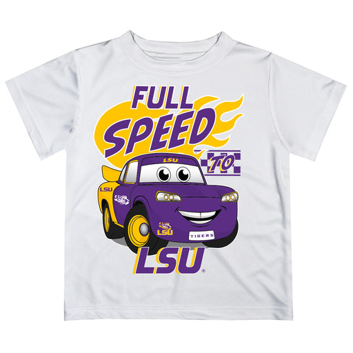 LSU Tigers Vive La Fete Toy Racing Car Boys Game Day White Short Sleeve Tee
