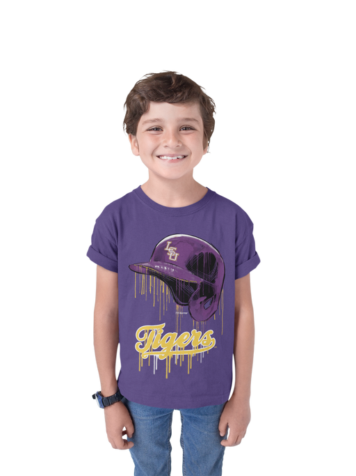 LSU Tigers Original Dripping Baseball Helmet T-Shirt Cotton by Vive La Fete - Vive La Fête - Online Apparel Store