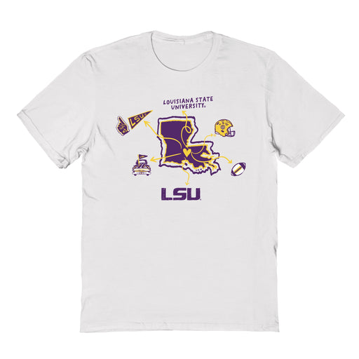LSU Tigers Hand Sketched Vive La Fete Impressions Icones Kids White T-shirt
