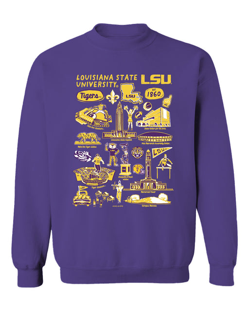 LSU Tigers Vive La Fete Impressions Purple Cotton Crewneck Sweatshirt for Women