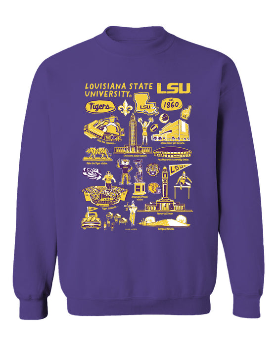 LSU Tigers Vive La Fete Impressions Purple Cotton Crewneck Sweatshirt for Women